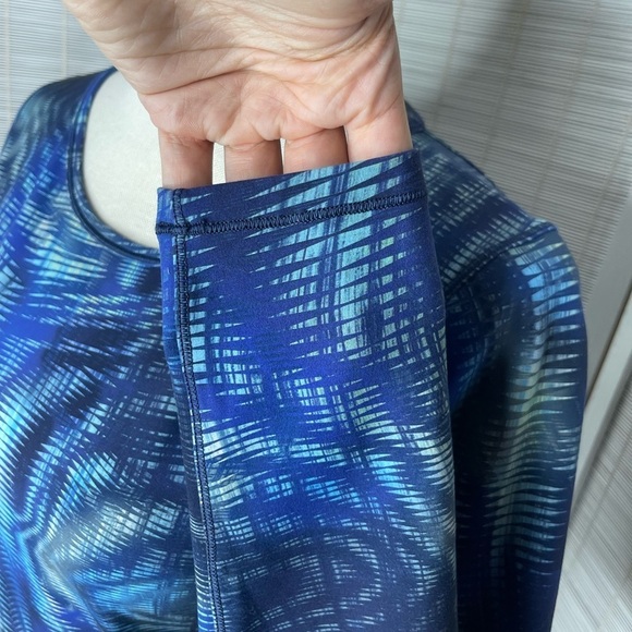 Lululemon Wunder Train Cropped Long Sleeve Shapeshifter Flux Blue Multi Size 10 - Picture 3 of 7
